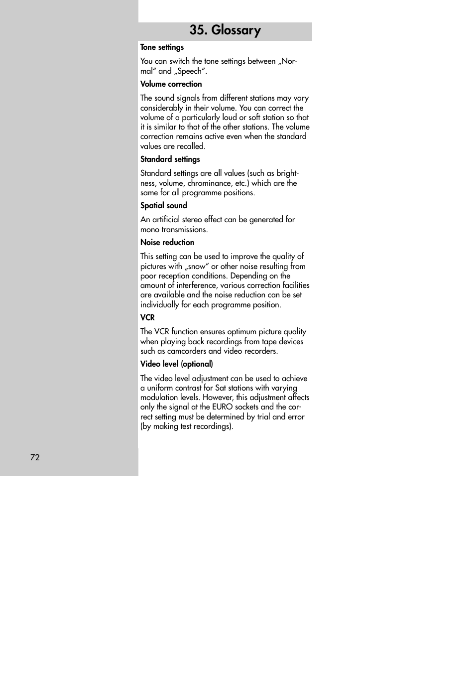 Glossary | Metz MF 72TK80 User Manual | Page 72 / 88