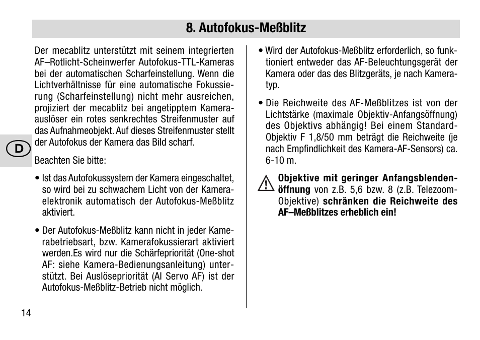 Metz 28 AF-4 C User Manual | Page 14 / 76