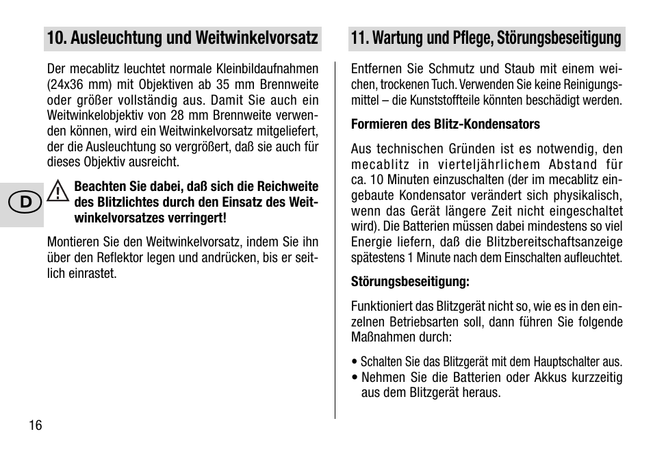 Metz 28 AF-4 C User Manual | Page 16 / 76