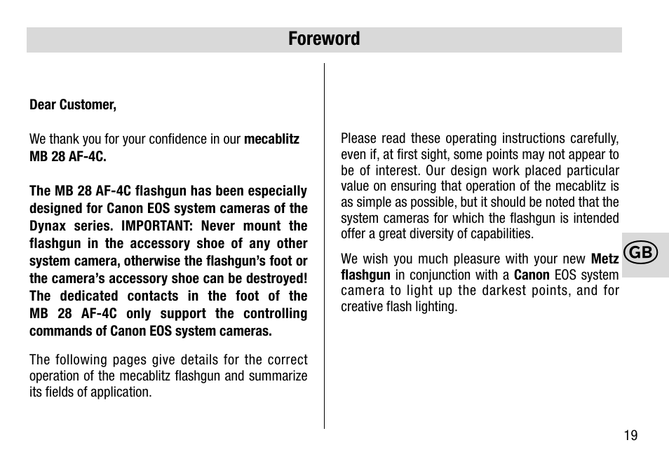 Metz 28 AF-4 C User Manual | Page 19 / 76