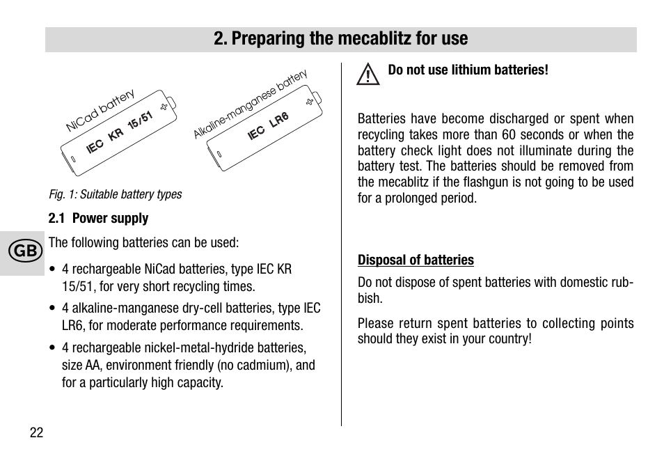 Preparing the mecablitz for use | Metz 28 AF-4 C User Manual | Page 22 / 76