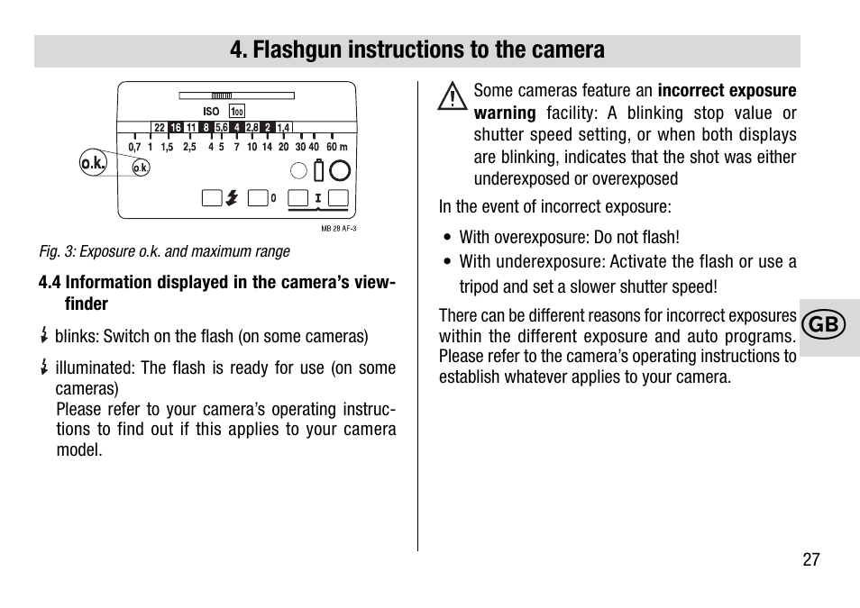 Flashgun instructions to the camera | Metz 28 AF-4 C User Manual | Page 27 / 76