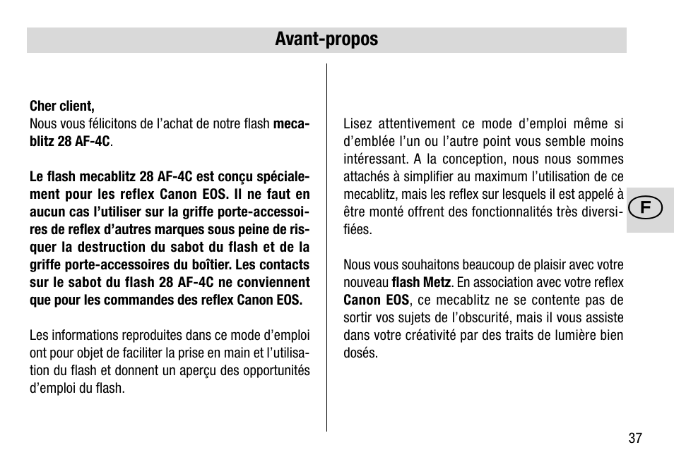 Metz 28 AF-4 C User Manual | Page 37 / 76