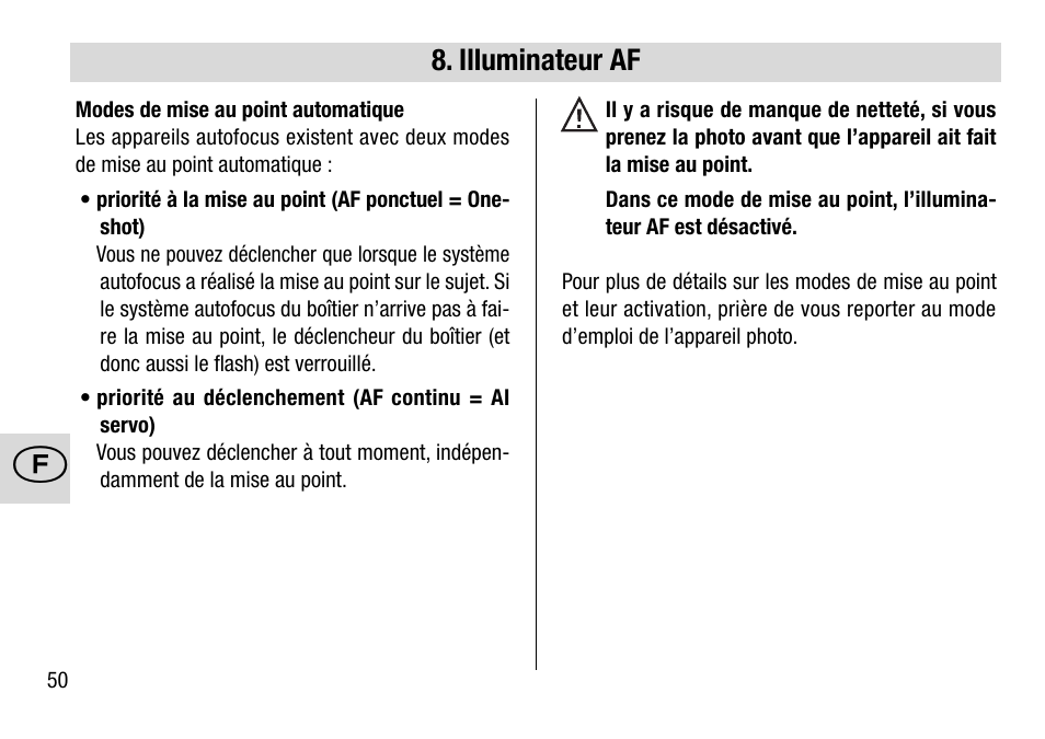 Illuminateur af | Metz 28 AF-4 C User Manual | Page 50 / 76