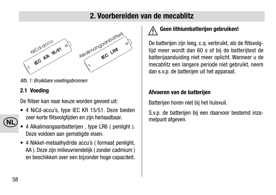 Voorbereiden van de mecablitz | Metz 28 AF-4 C User Manual | Page 58 / 76