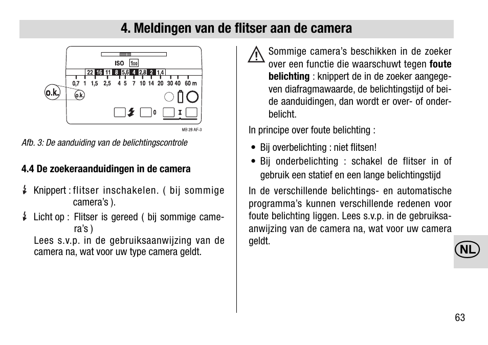 Meldingen van de flitser aan de camera | Metz 28 AF-4 C User Manual | Page 63 / 76