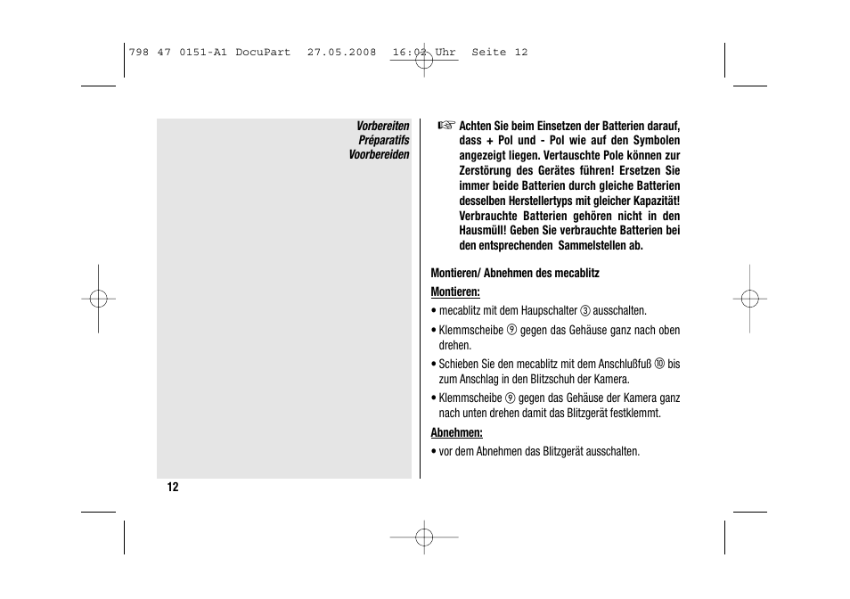 Metz 58 AF-1 P User Manual | Page 12 / 108