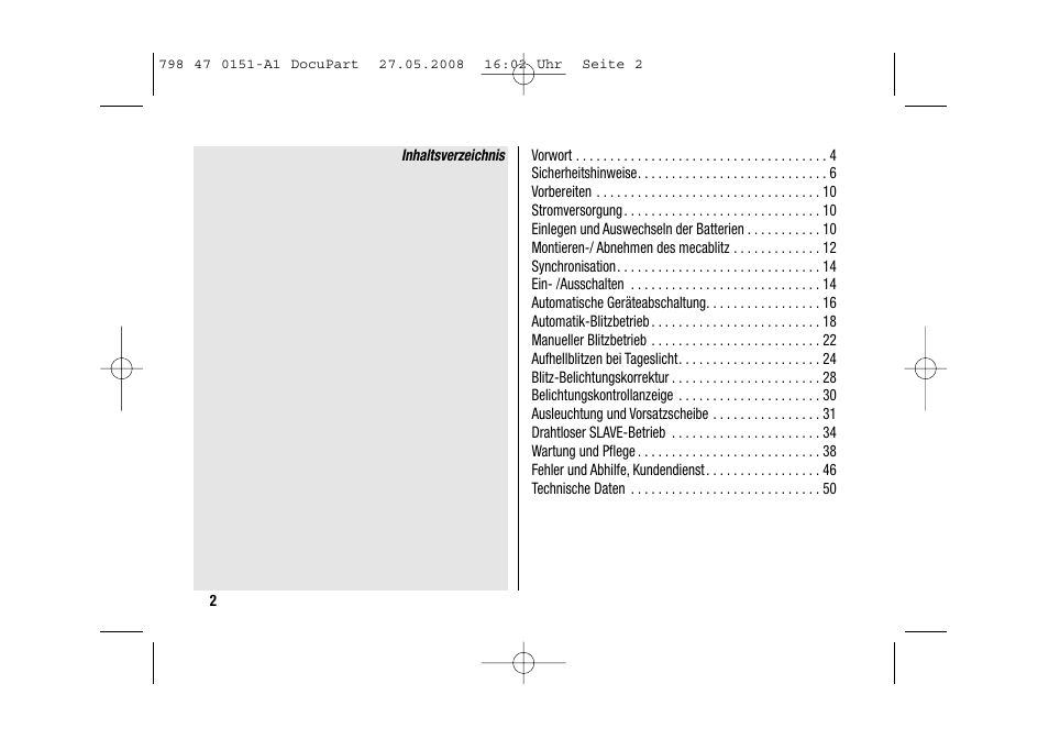 Metz 58 AF-1 P User Manual | Page 2 / 108