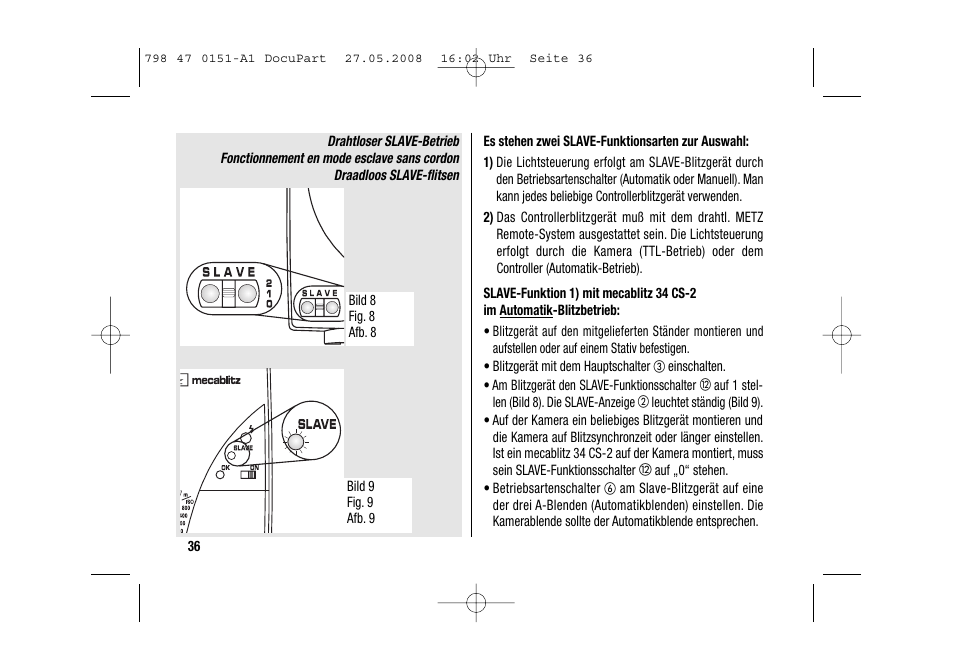 Metz 58 AF-1 P User Manual | Page 36 / 108