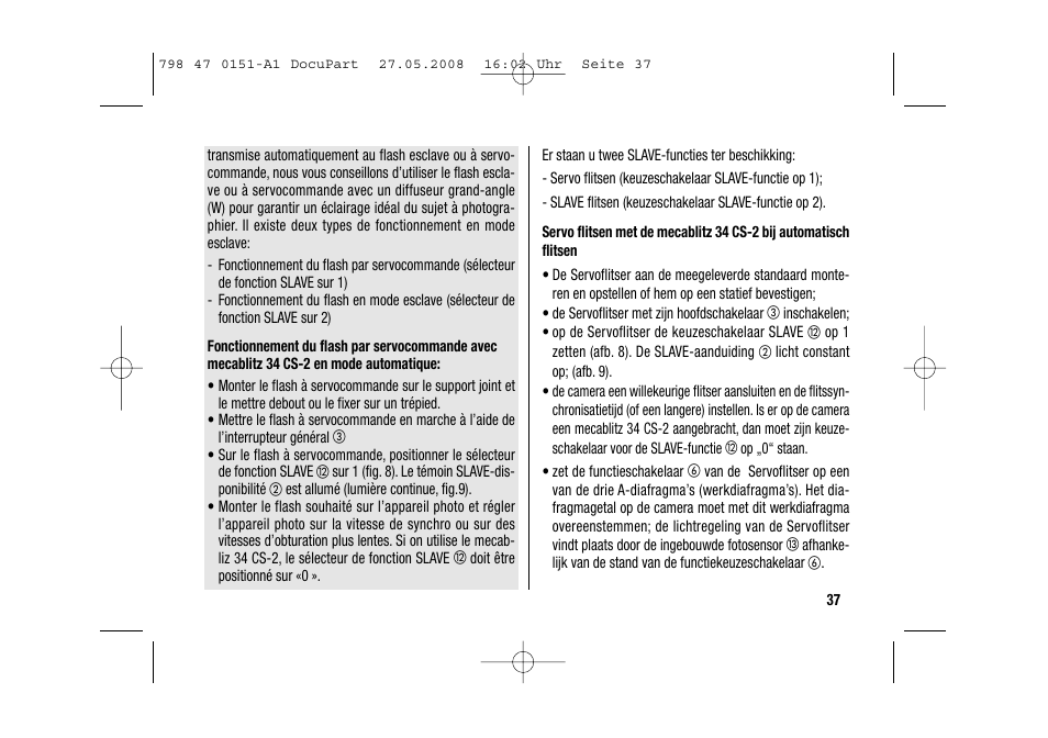 Metz 58 AF-1 P User Manual | Page 37 / 108