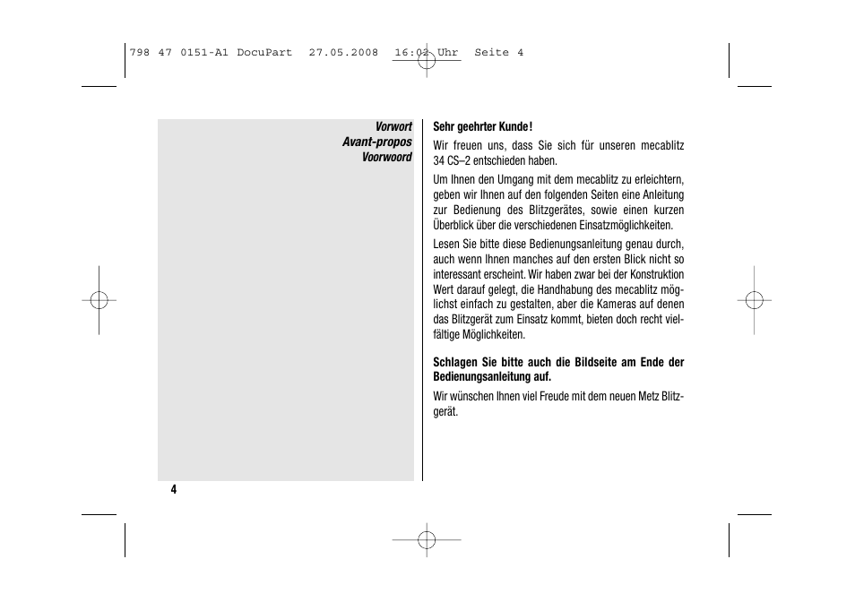 Metz 58 AF-1 P User Manual | Page 4 / 108