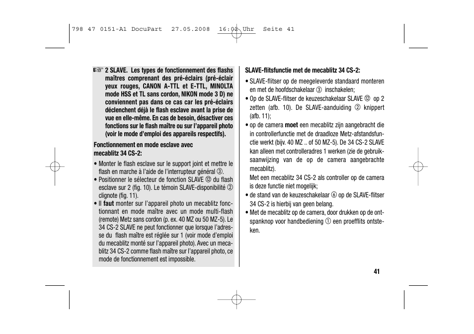 Metz 58 AF-1 P User Manual | Page 41 / 108