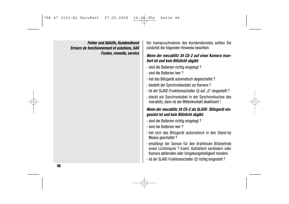Metz 58 AF-1 P User Manual | Page 46 / 108