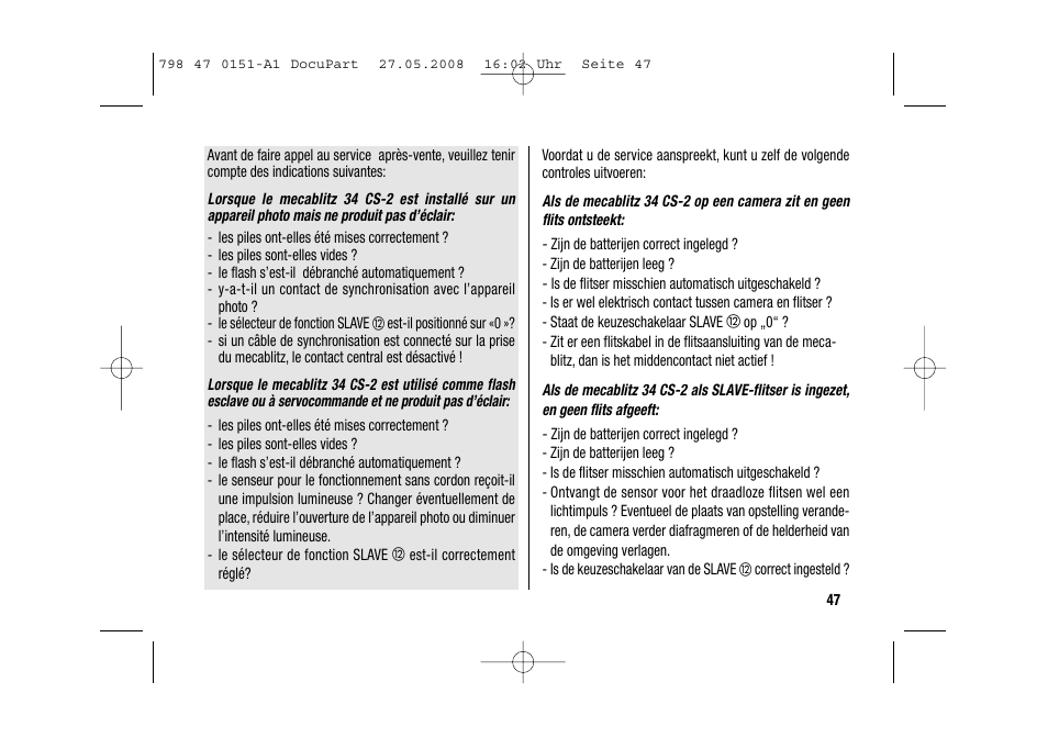 Metz 58 AF-1 P User Manual | Page 47 / 108