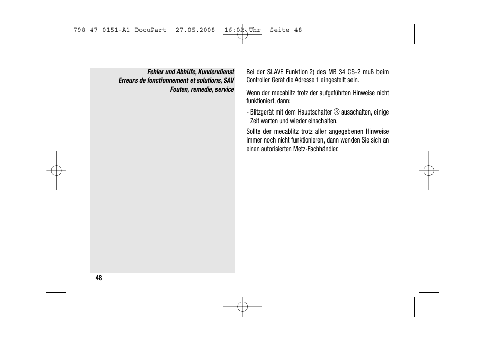 Metz 58 AF-1 P User Manual | Page 48 / 108