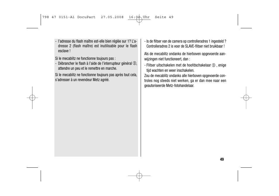 Metz 58 AF-1 P User Manual | Page 49 / 108