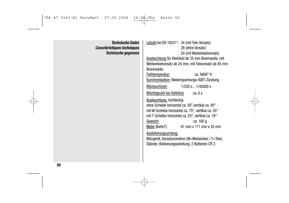 Metz 58 AF-1 P User Manual | Page 50 / 108