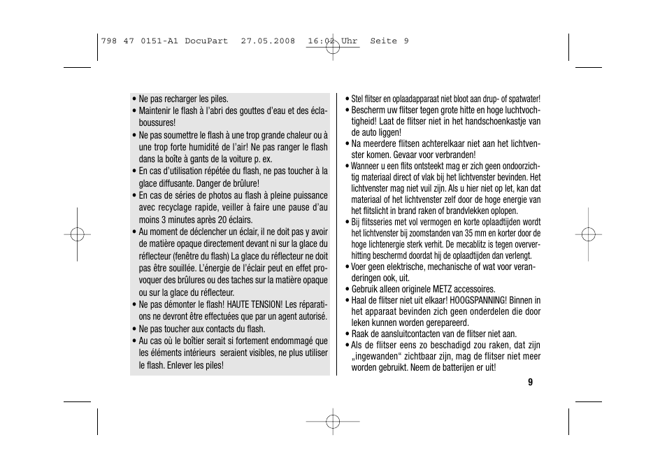 Metz 58 AF-1 P User Manual | Page 9 / 108