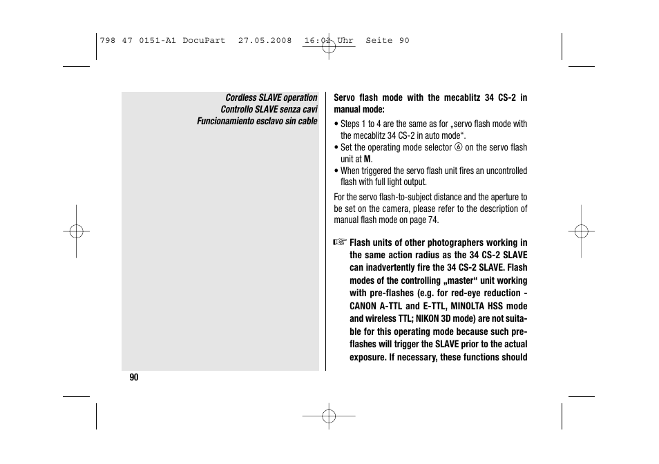 Metz 58 AF-1 P User Manual | Page 90 / 108