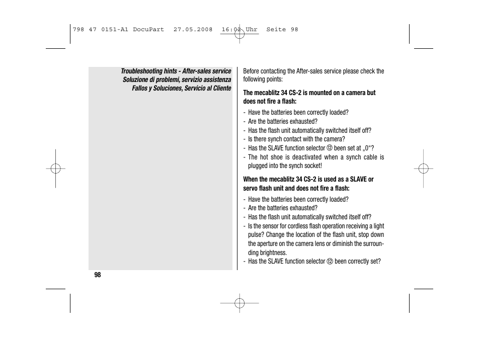 Metz 58 AF-1 P User Manual | Page 98 / 108