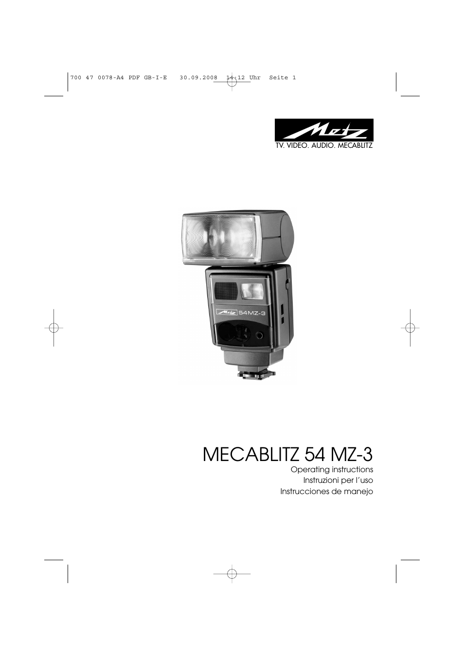 Metz Mecablitz 54 MZ-3 User Manual | 122 pages