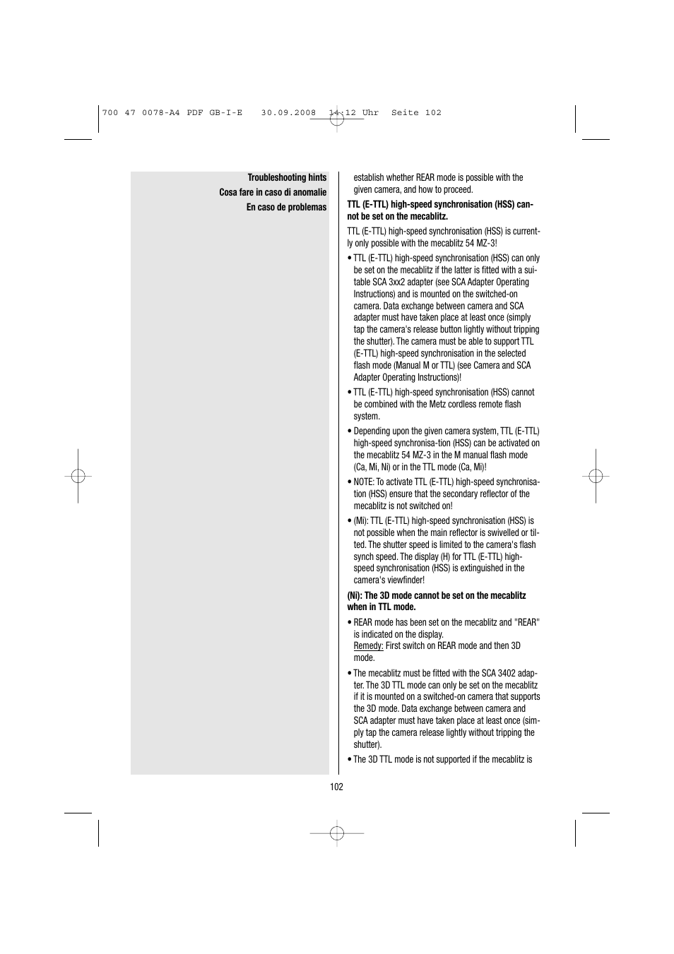 Metz Mecablitz 54 MZ-3 User Manual | Page 102 / 122