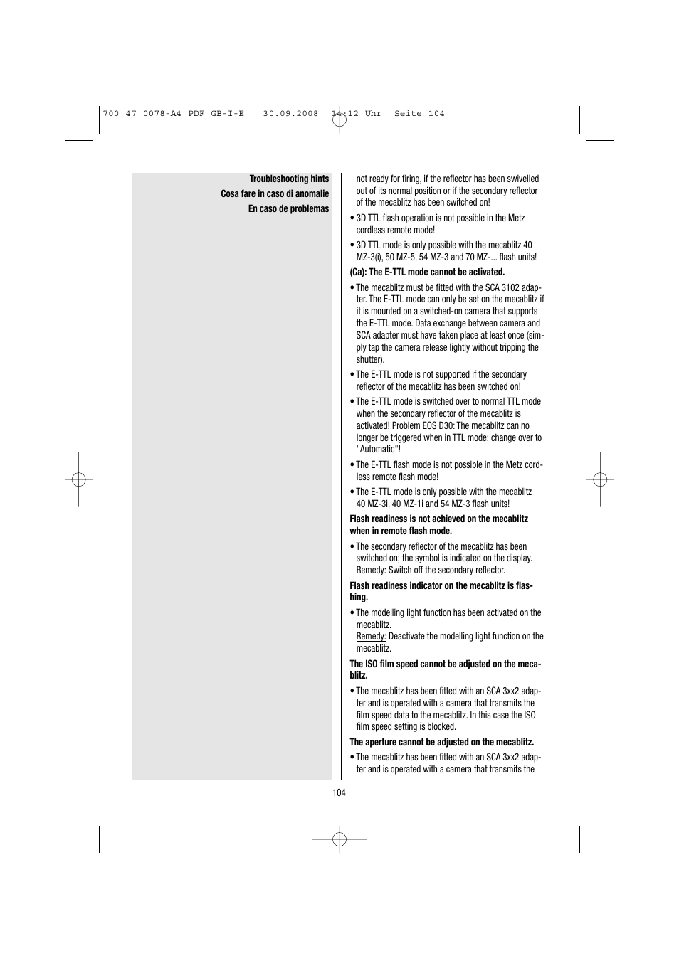 Metz Mecablitz 54 MZ-3 User Manual | Page 104 / 122