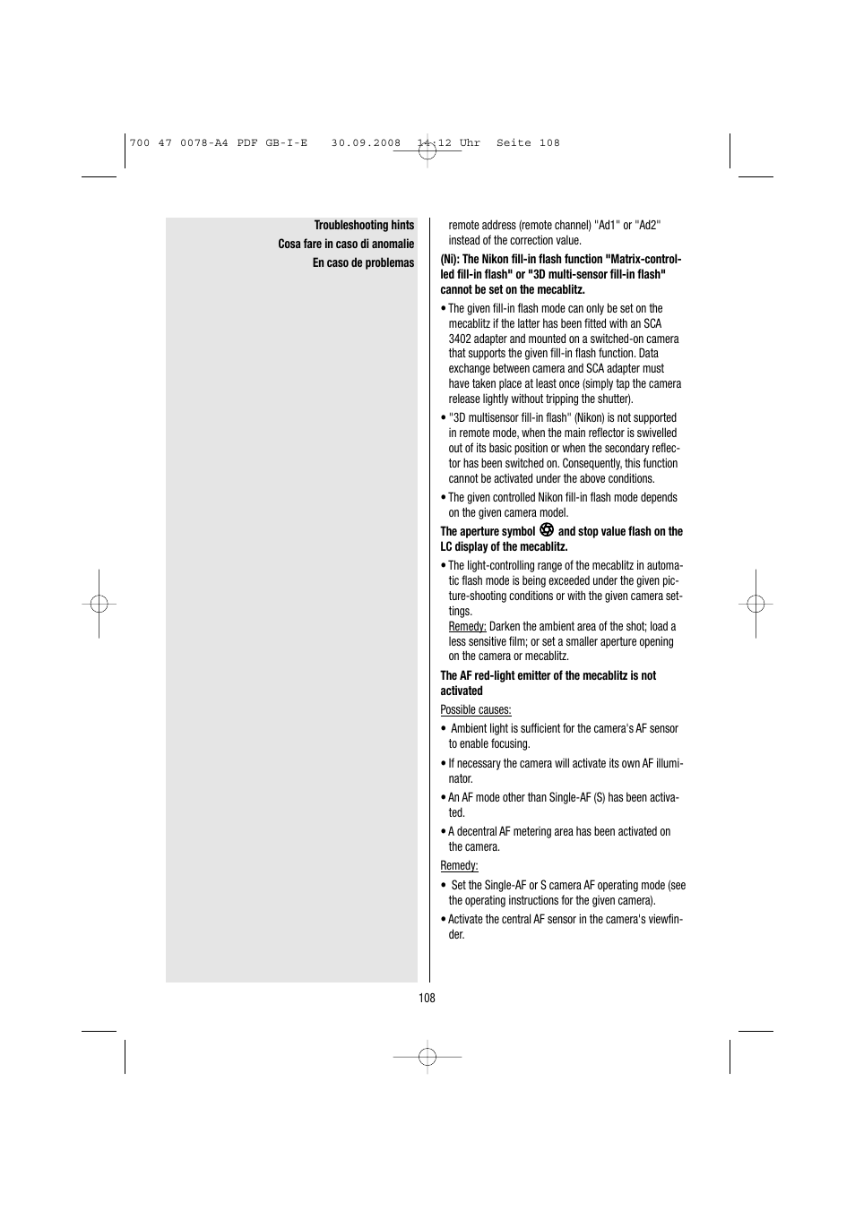Metz Mecablitz 54 MZ-3 User Manual | Page 108 / 122