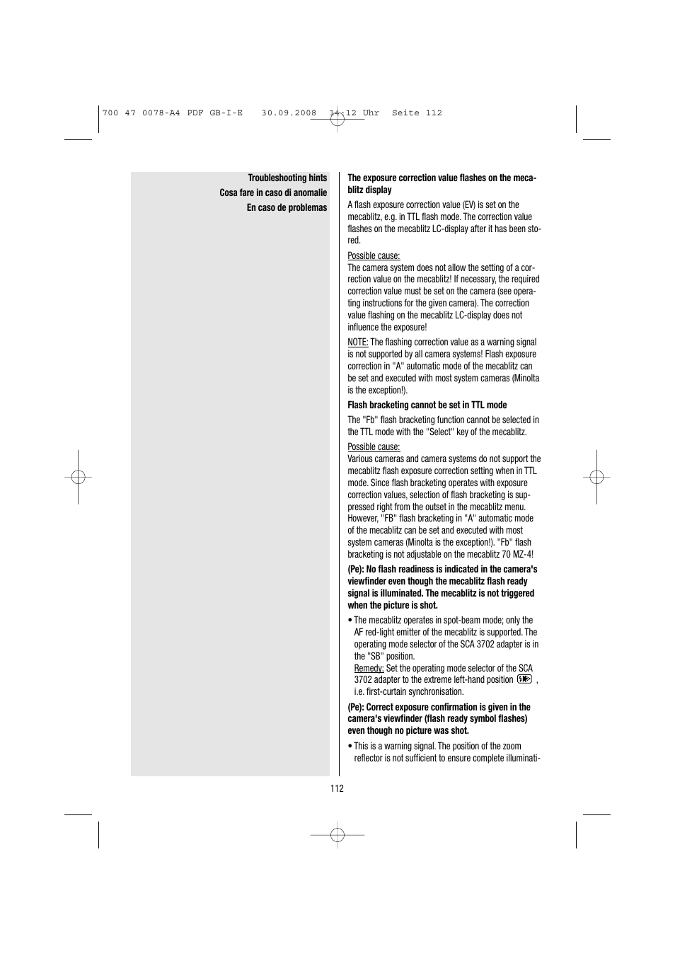 Metz Mecablitz 54 MZ-3 User Manual | Page 112 / 122