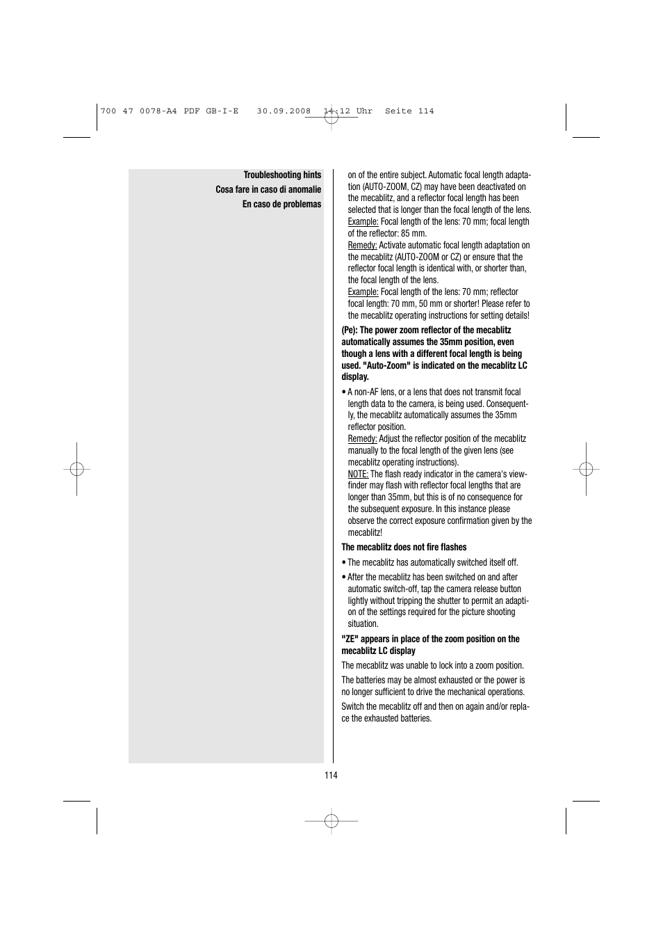 Metz Mecablitz 54 MZ-3 User Manual | Page 114 / 122