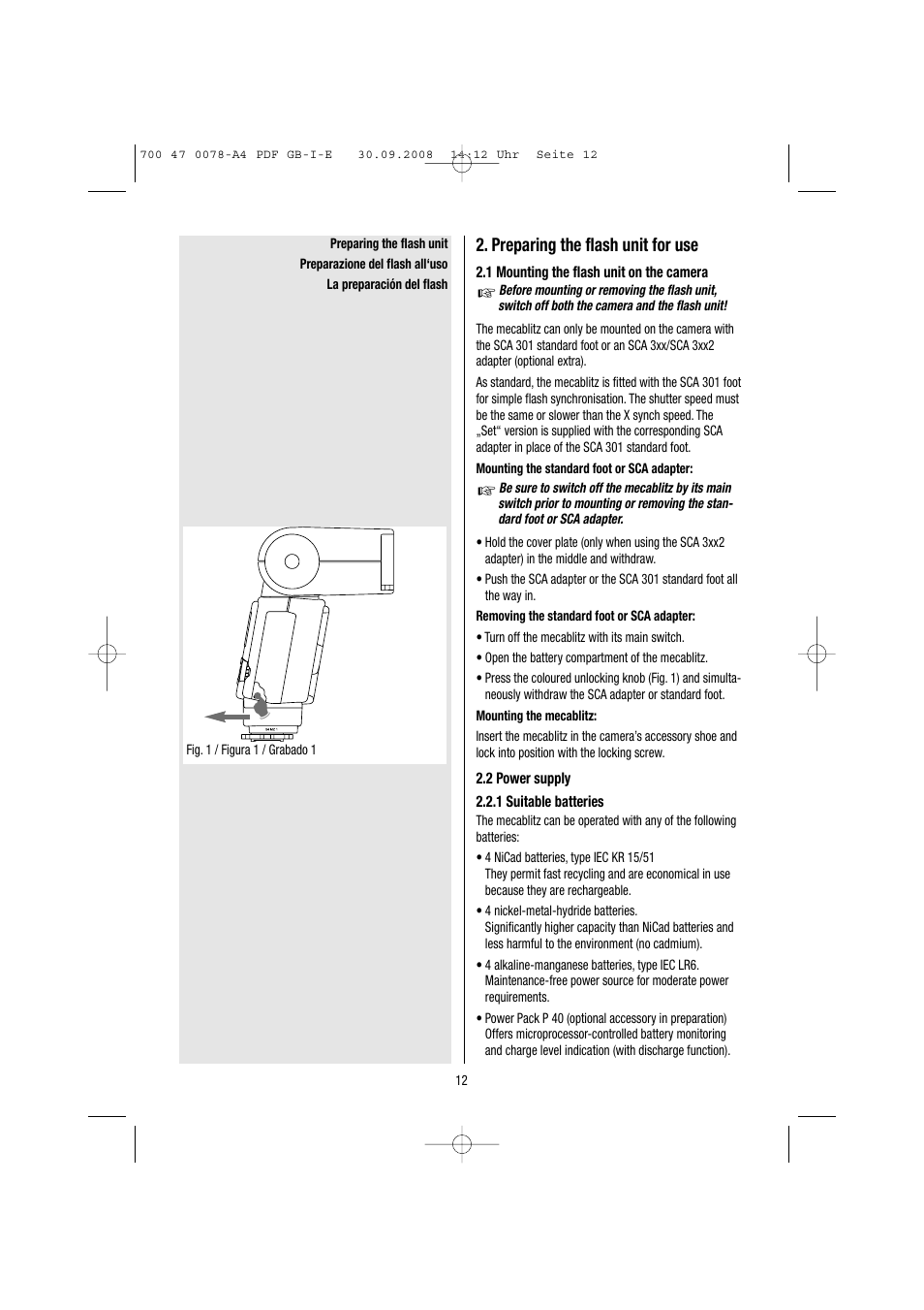 Preparing the flash unit for use | Metz Mecablitz 54 MZ-3 User Manual | Page 12 / 122