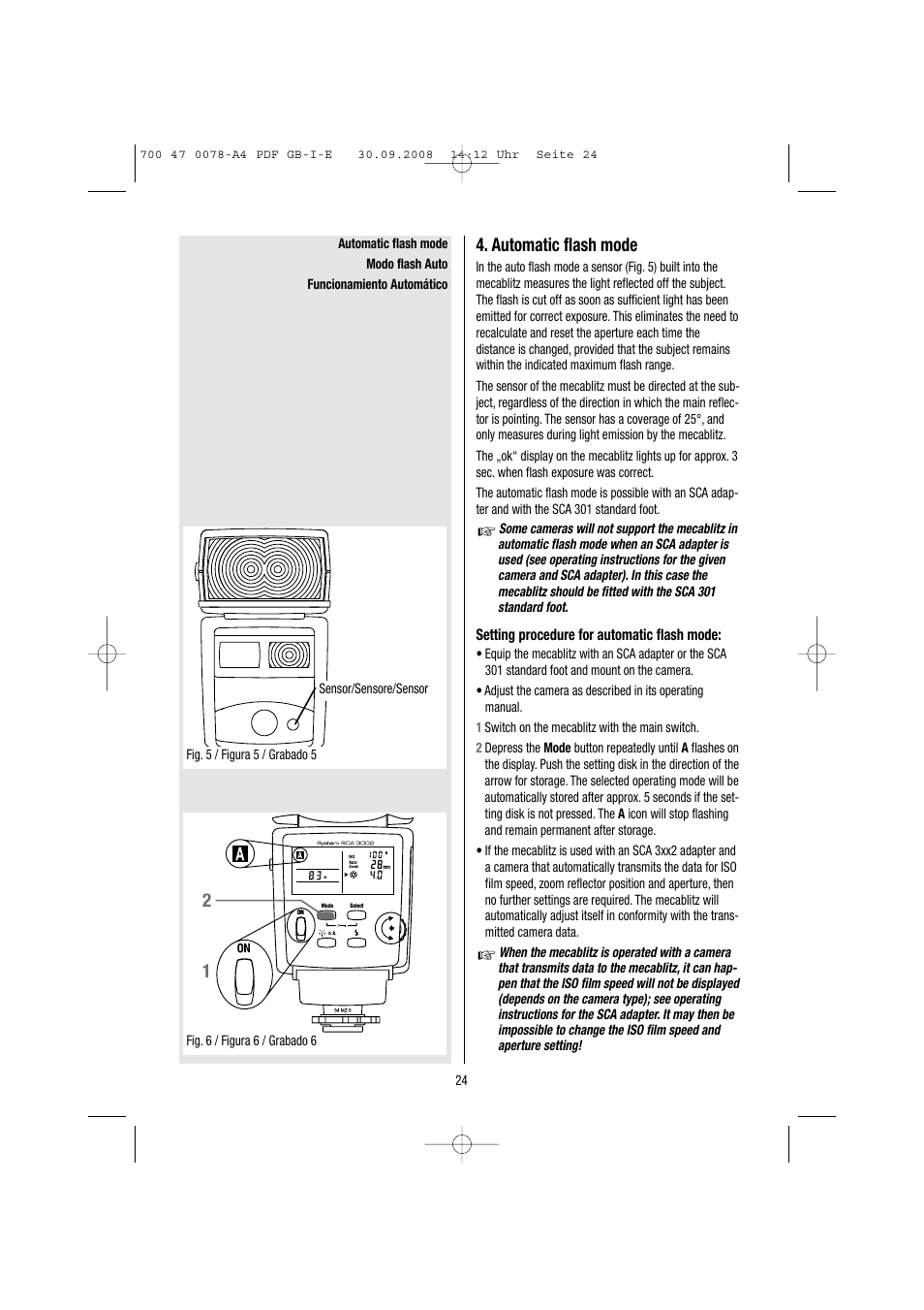 Automatic flash mode | Metz Mecablitz 54 MZ-3 User Manual | Page 24 / 122