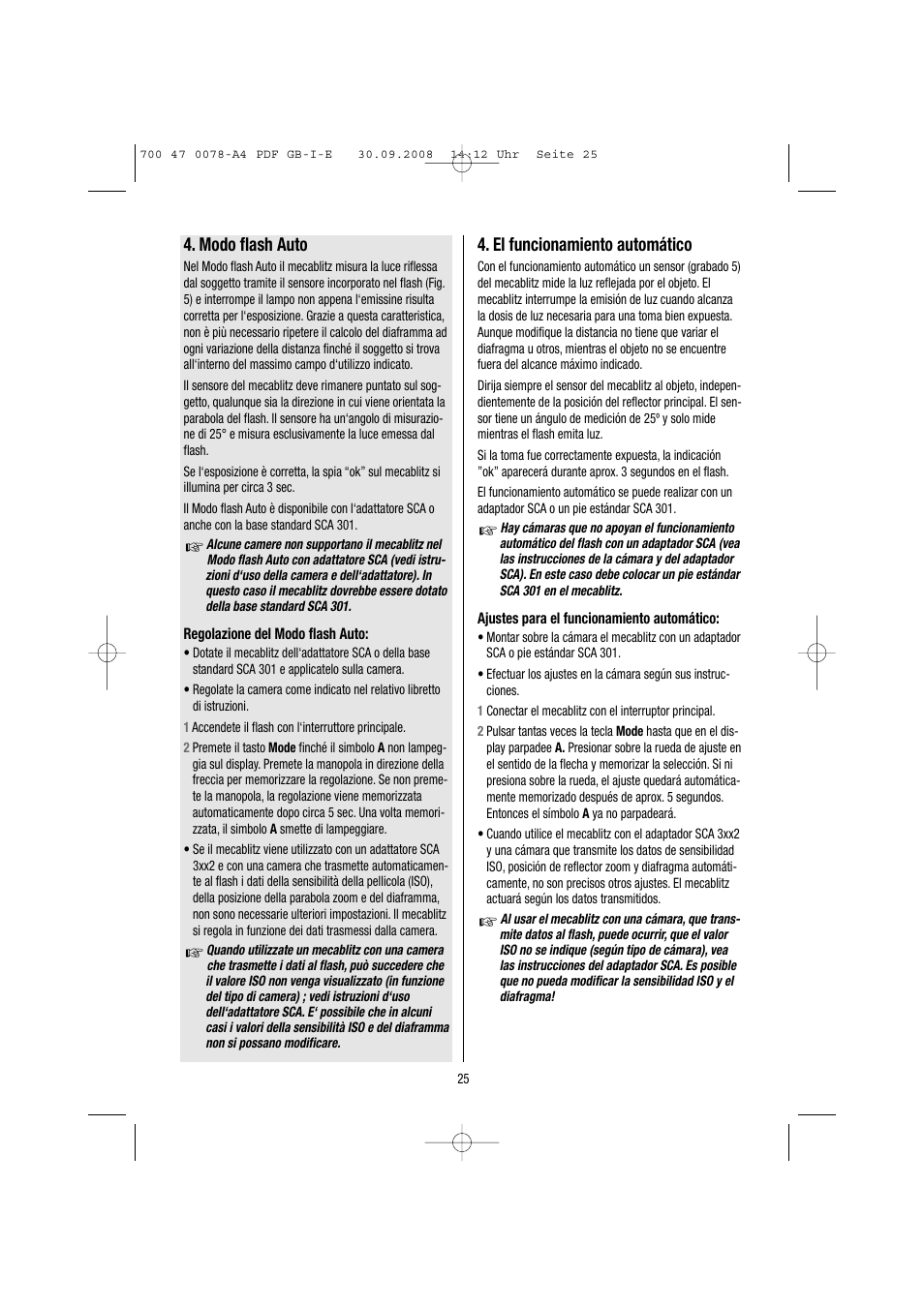 El funcionamiento automático, Modo flash auto | Metz Mecablitz 54 MZ-3 User Manual | Page 25 / 122