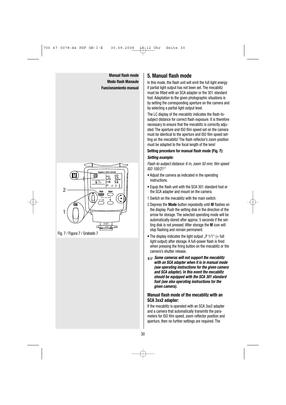 Manual flash mode | Metz Mecablitz 54 MZ-3 User Manual | Page 30 / 122