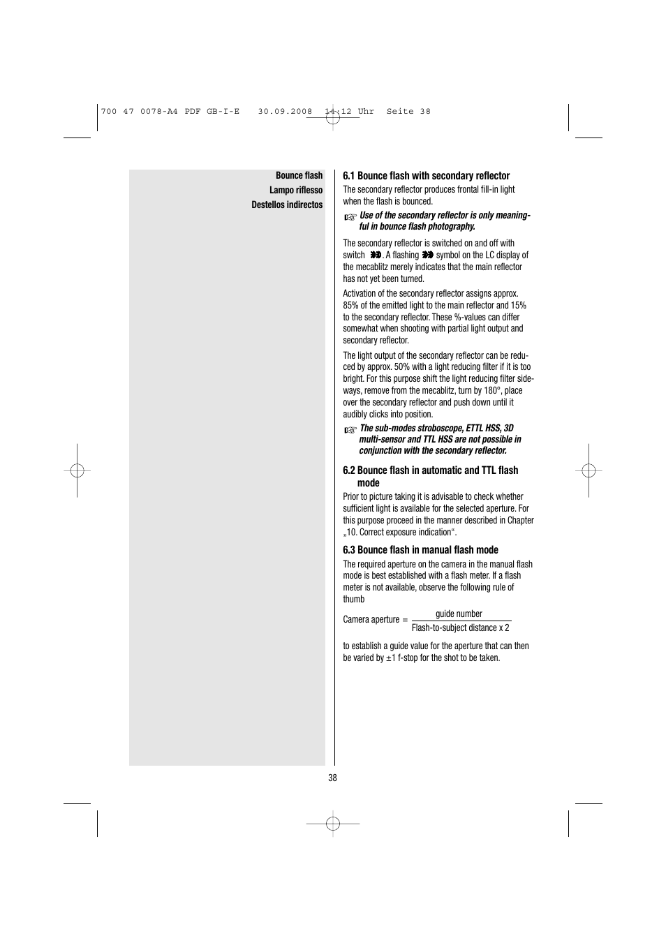 Metz Mecablitz 54 MZ-3 User Manual | Page 38 / 122