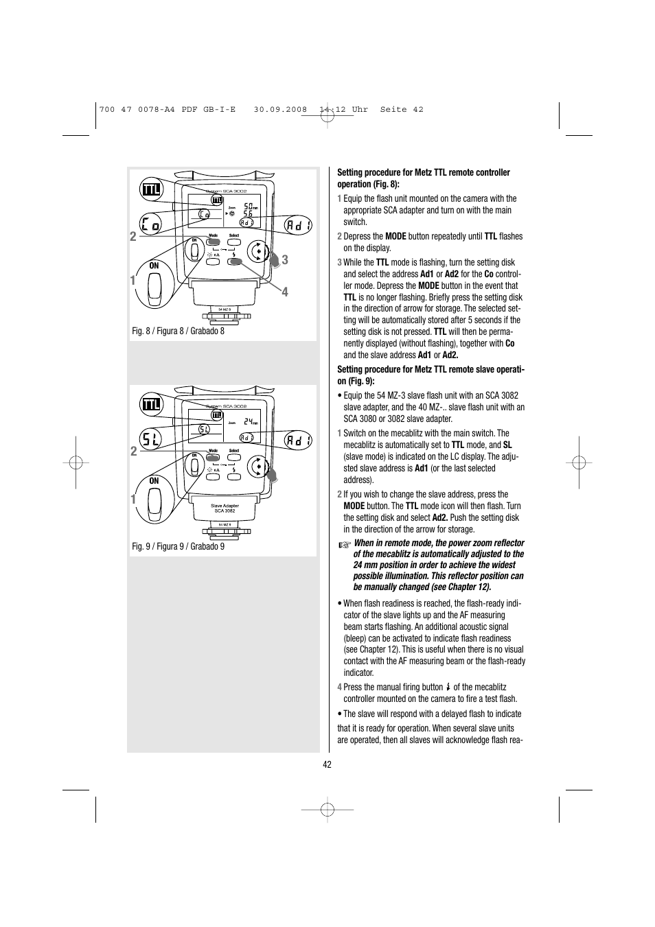 Metz Mecablitz 54 MZ-3 User Manual | Page 42 / 122