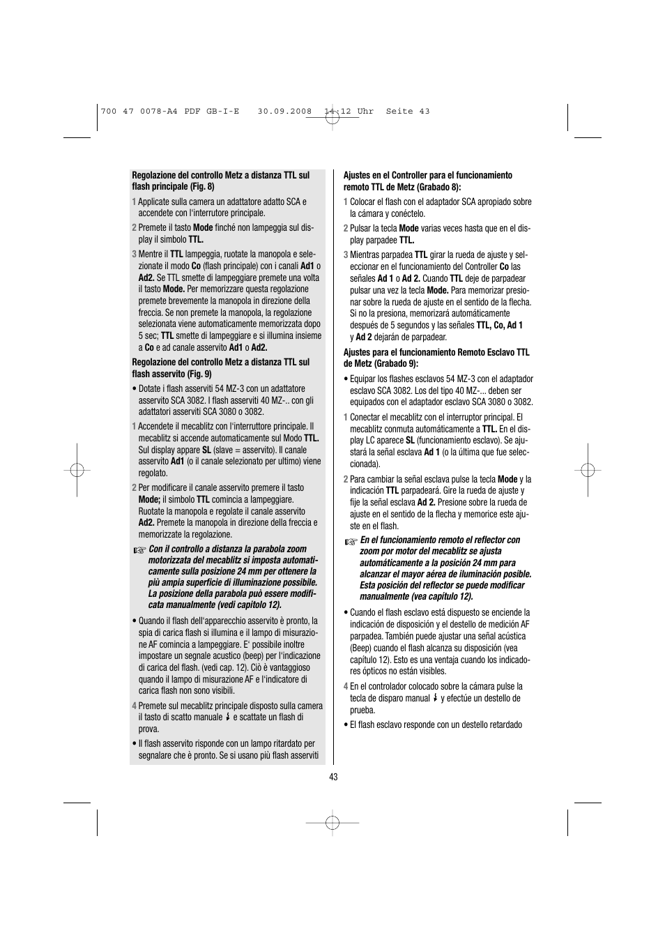 Metz Mecablitz 54 MZ-3 User Manual | Page 43 / 122