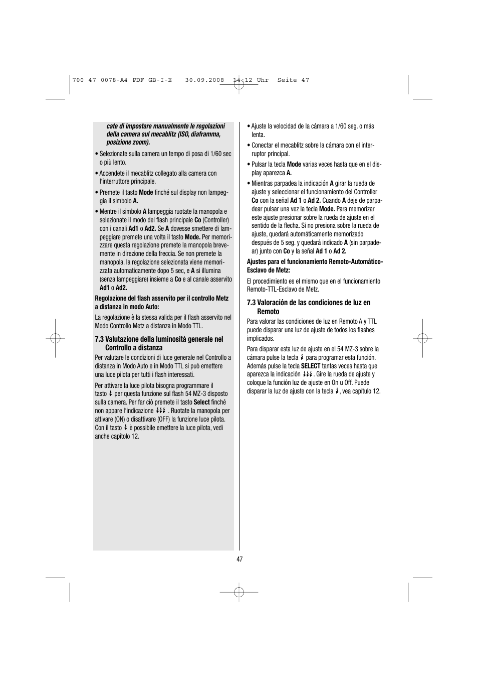 Metz Mecablitz 54 MZ-3 User Manual | Page 47 / 122