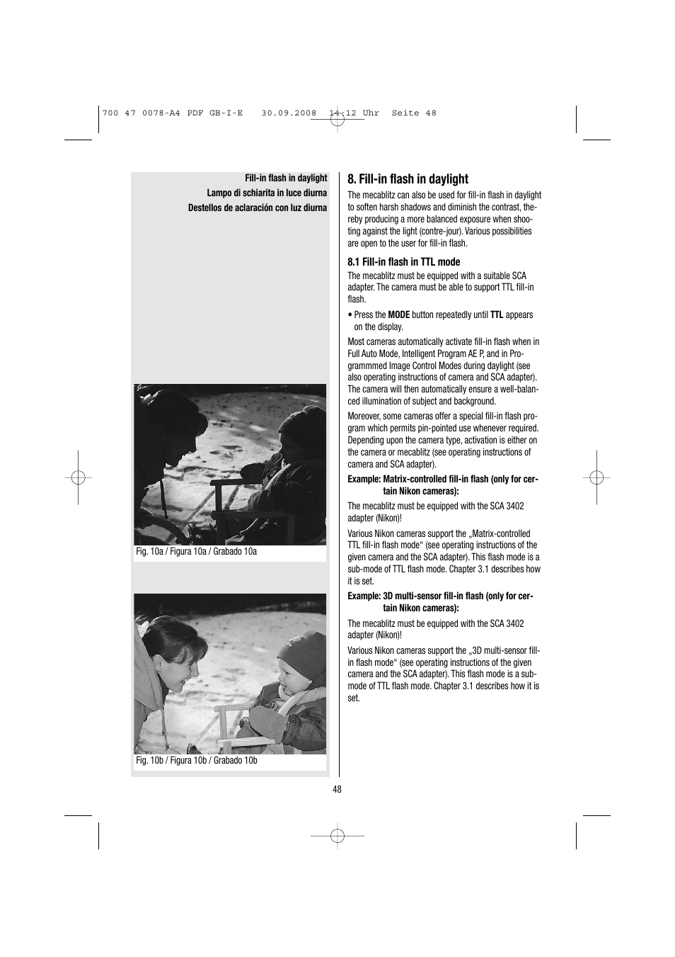 Fill-in flash in daylight | Metz Mecablitz 54 MZ-3 User Manual | Page 48 / 122