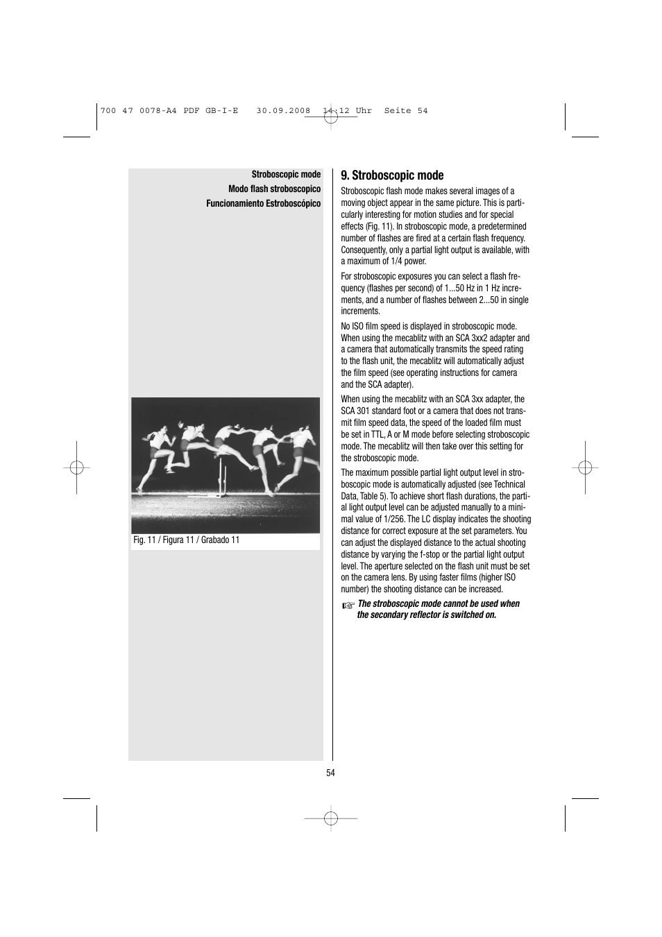 Stroboscopic mode | Metz Mecablitz 54 MZ-3 User Manual | Page 54 / 122