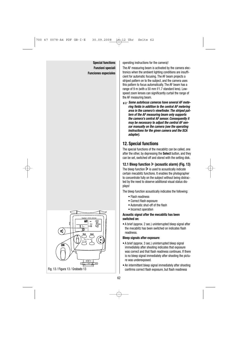 Special functions | Metz Mecablitz 54 MZ-3 User Manual | Page 62 / 122