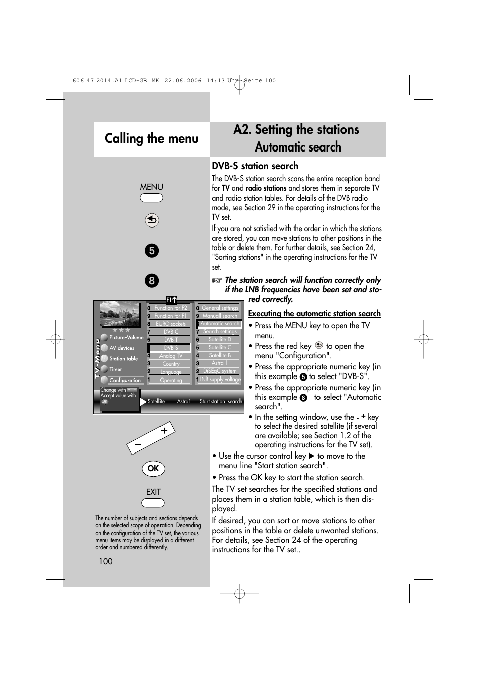 Dvb-s station search | Metz LCD-TV User Manual | Page 100 / 110