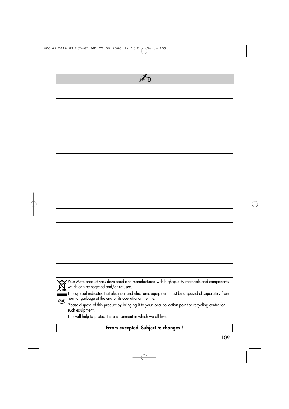 Metz LCD-TV User Manual | Page 109 / 110