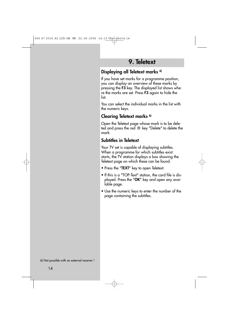 Teletext | Metz LCD-TV User Manual | Page 14 / 110