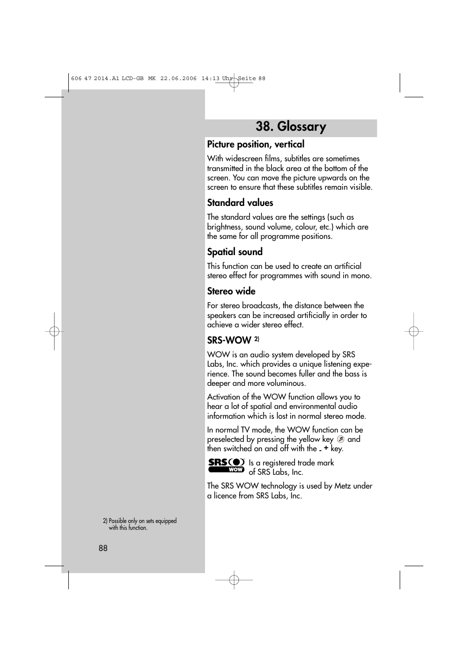 Glossary | Metz LCD-TV User Manual | Page 88 / 110