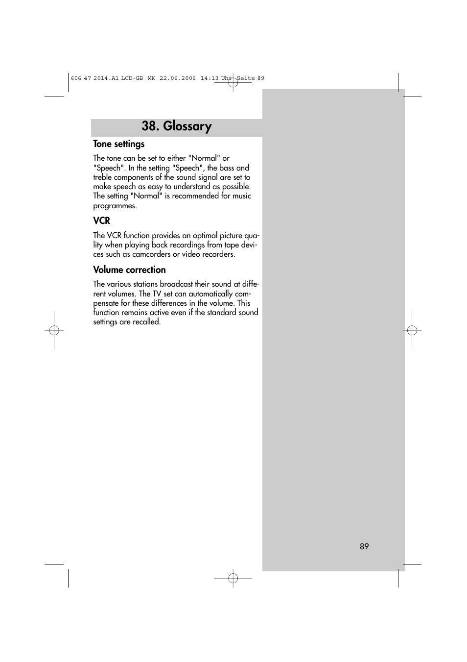 Glossary | Metz LCD-TV User Manual | Page 89 / 110