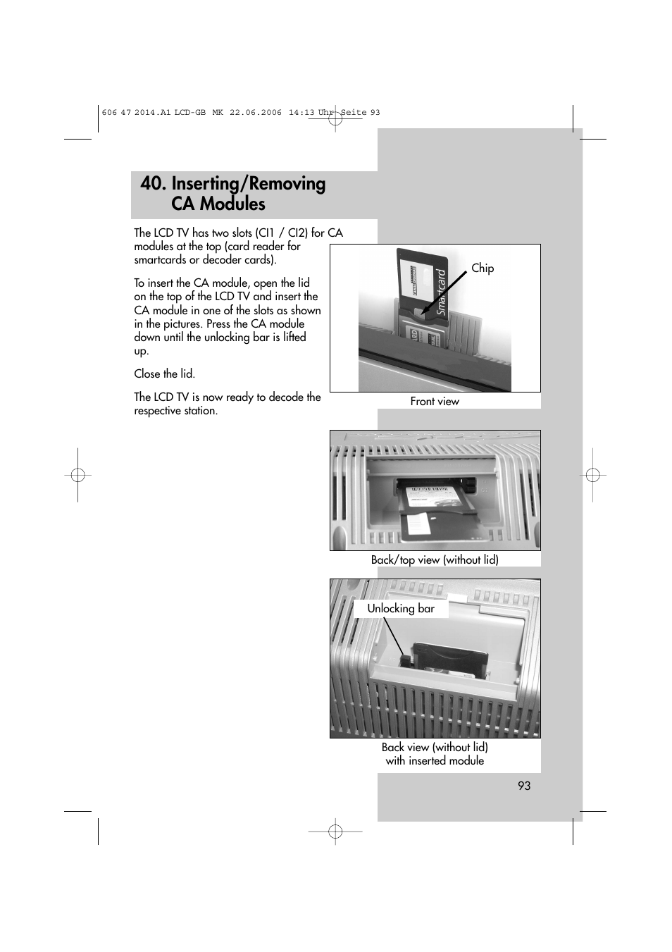 Inserting/removing ca modules | Metz LCD-TV User Manual | Page 93 / 110