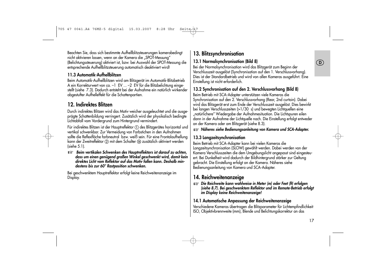 Metz 76 MZ-5 User Manual | Page 17 / 148