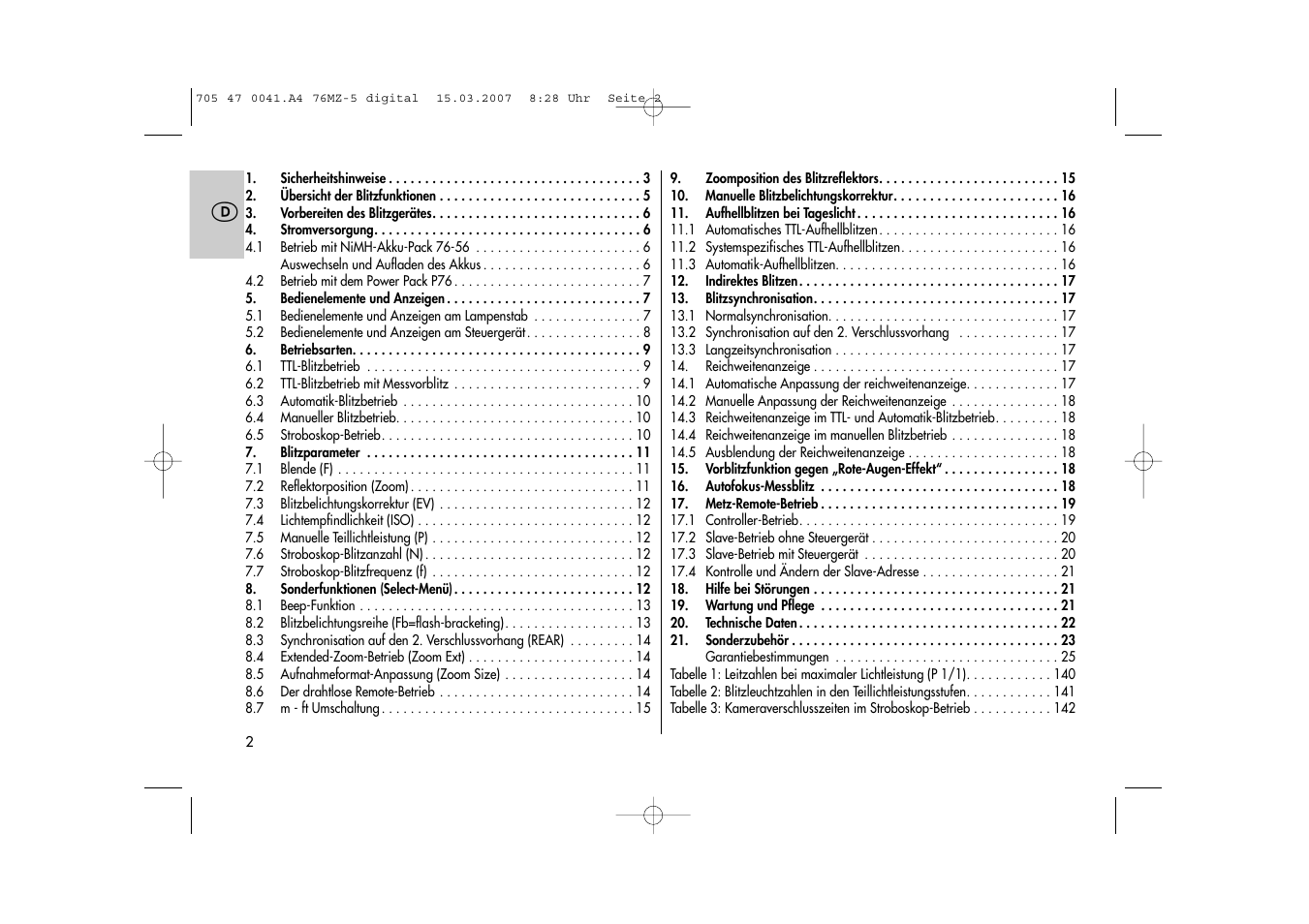 Metz 76 MZ-5 User Manual | Page 2 / 148