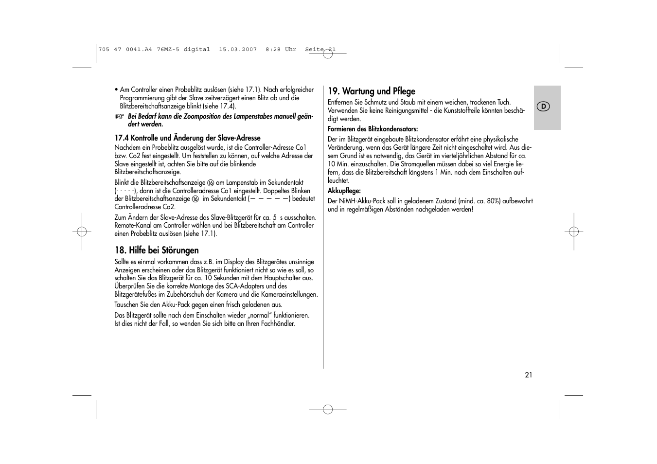 Metz 76 MZ-5 User Manual | Page 21 / 148